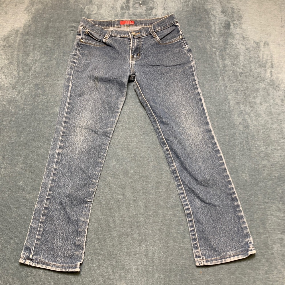 Bebe Straight Jeans Girls 31 Blue Denim Classic Low Rise Everyday Wear 5-Pocket